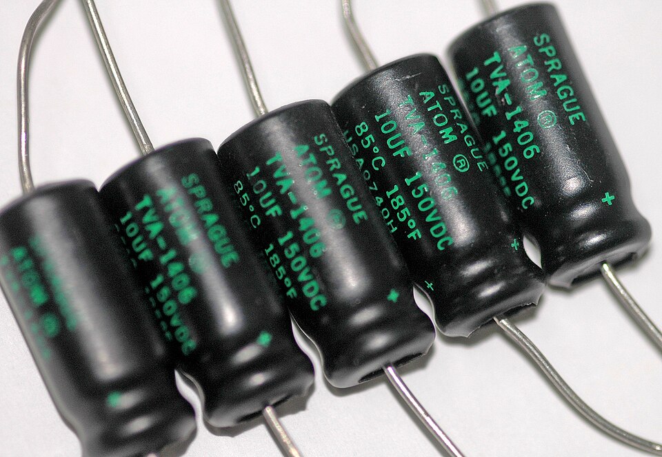 Axial electrolytic capacitors like those used throughout the C-240